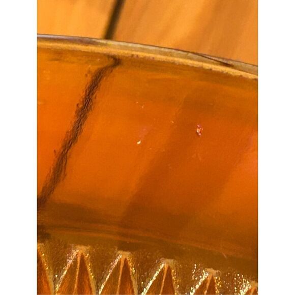 Jeanette Anniversary Serving Bowl Marigold Carnival Glass Iridescent Vintage (84 - Picture 7 of 11